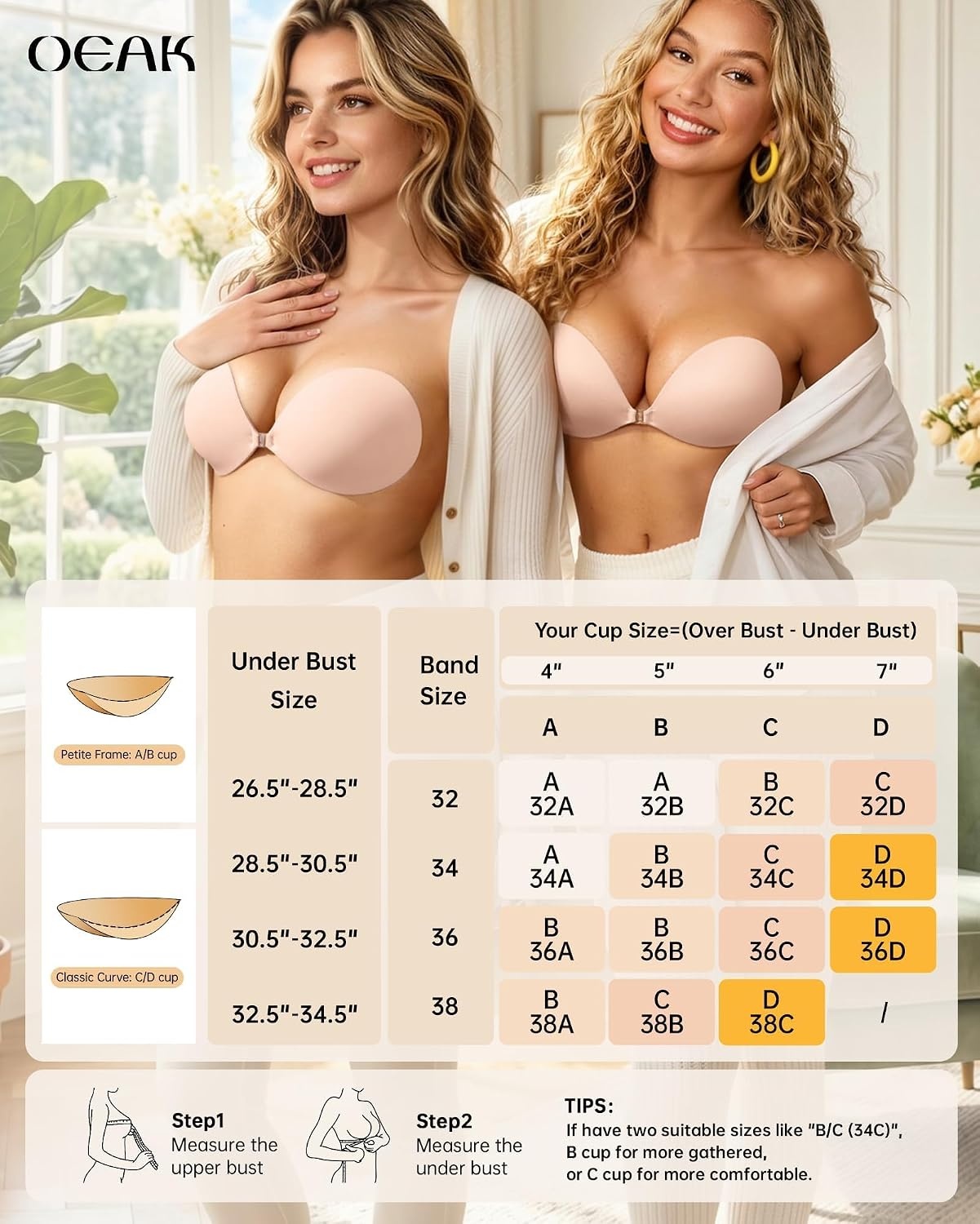 image:imageOEAK Womens Strapless Sticky Bra Invisible Adhesive Bras for Backless DressRoundnude