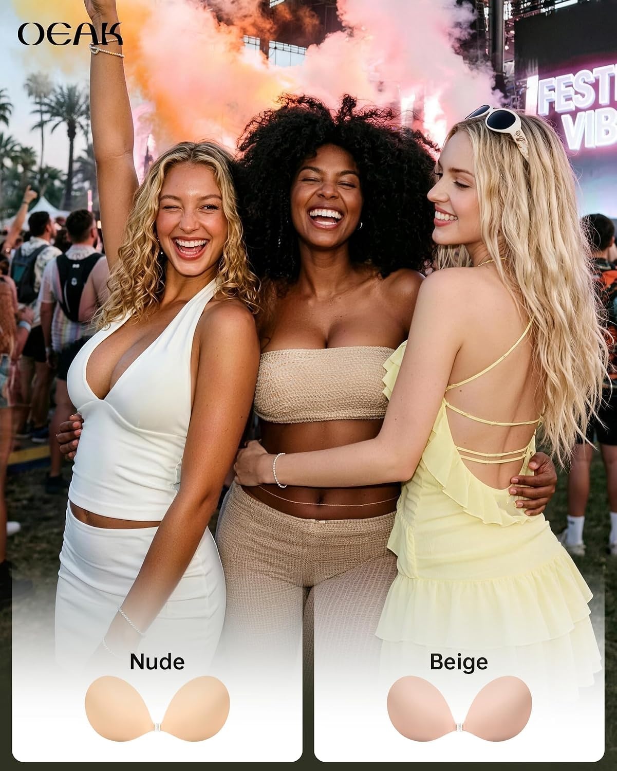 image:imageOEAK Womens Strapless Sticky Bra Invisible Adhesive Bras for Backless DressRoundnude