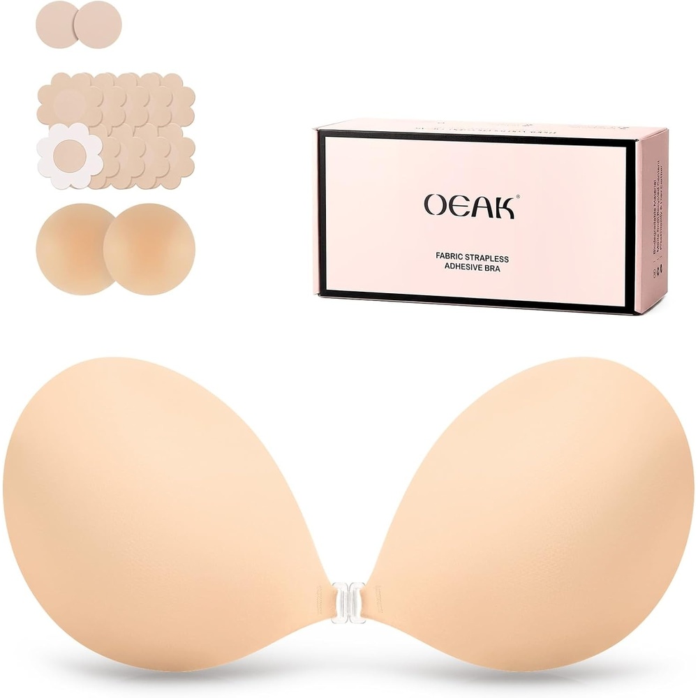 image:imageOEAK Women Strapless Sticky Bra Invisible Adhesive Backless Dress Bra NDE D