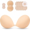 OEAK Womens Strapless Sticky Bra Invisible Adhesive Bras for Backless Dress(Round-nude)