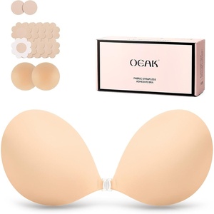 OEAK Women Strapless Sticky Bra Invisible Adhesive Backless Dress Bra NDE D