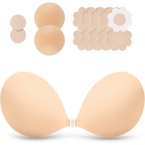 OEAK Womens Strapless Sticky Bra Invisible Adhesive Bras for Backless Dress(Round-nude)