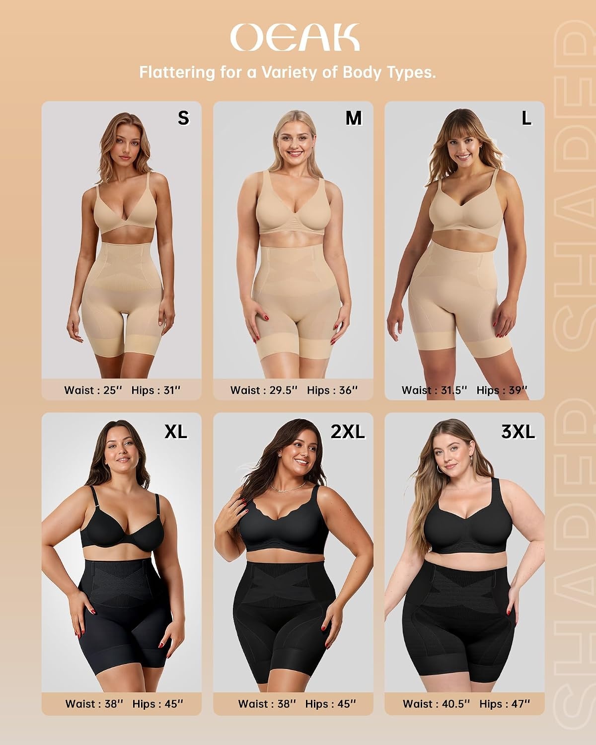image:imageOEAK Deep V Bras Beige LTummy Control Shapewear Thigh Slimmer Nude L