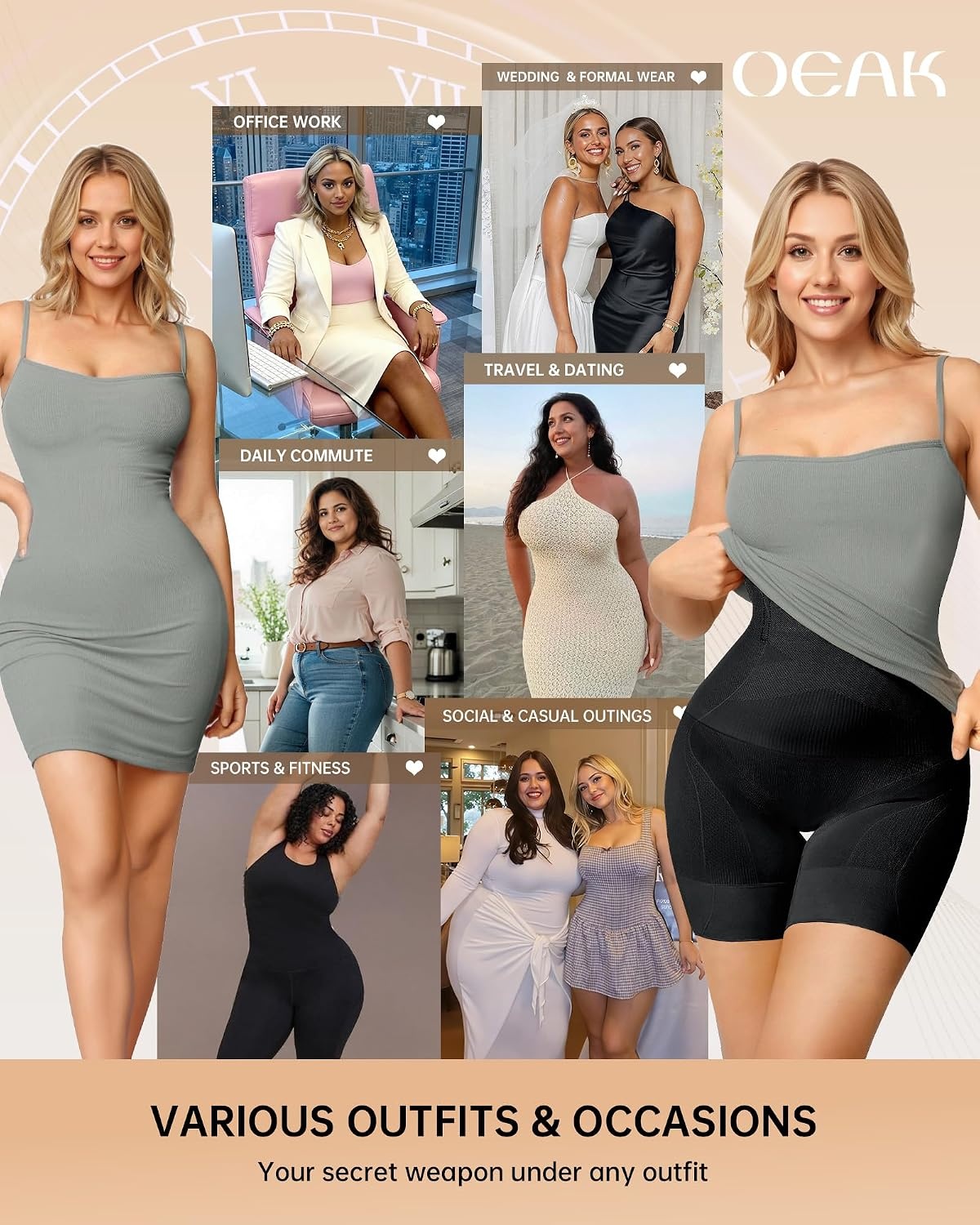 image:imageOEAK Deep V Bras Black XLTummy Control Shapewear Thigh Slimmer Black XL