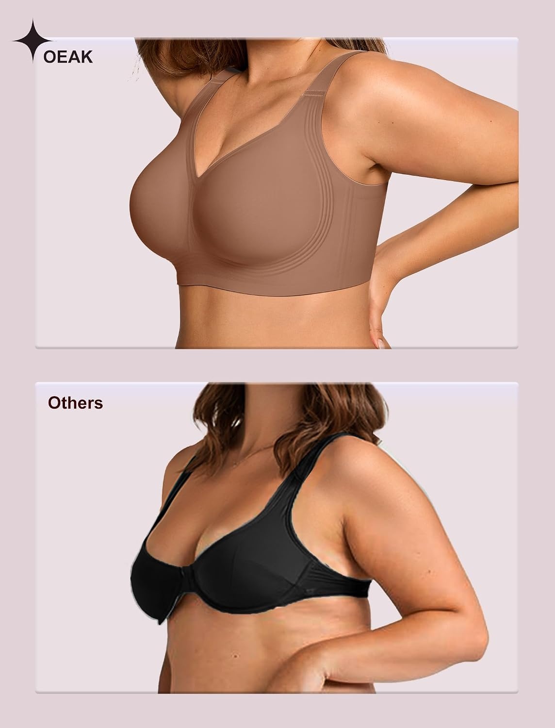 image:imageOEAK Tummy Control Shapewear Briefs Black amp Supportive Wireless Bras Coffee M