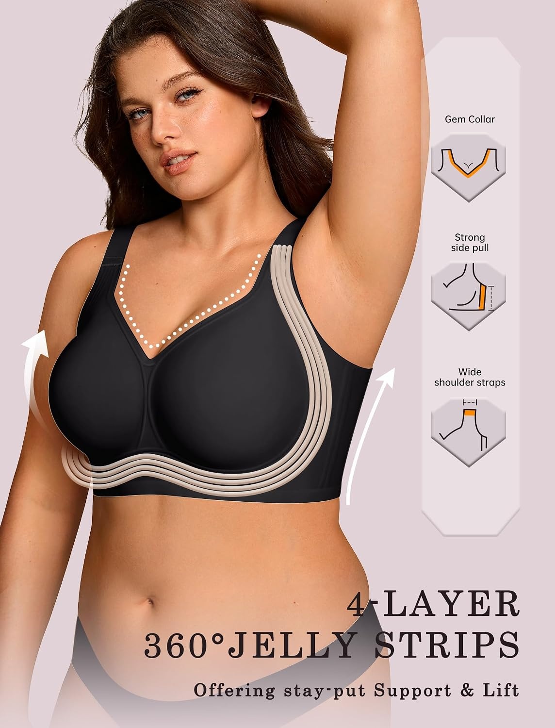 image:imageOEAK Tummy Control Shapewear Shorts amp Supportive Wireless Bras Black 3XL