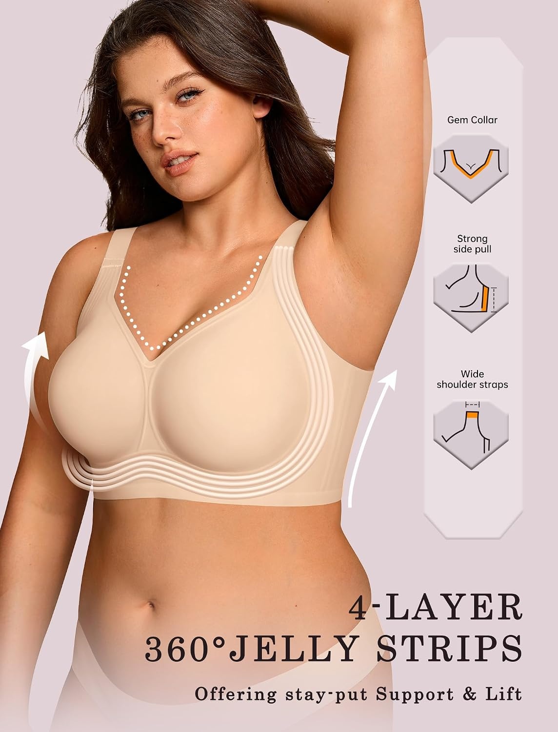 image:imageOEAK Tummy Control Shapewear Shorts amp Supportive Wireless Bras Nude L