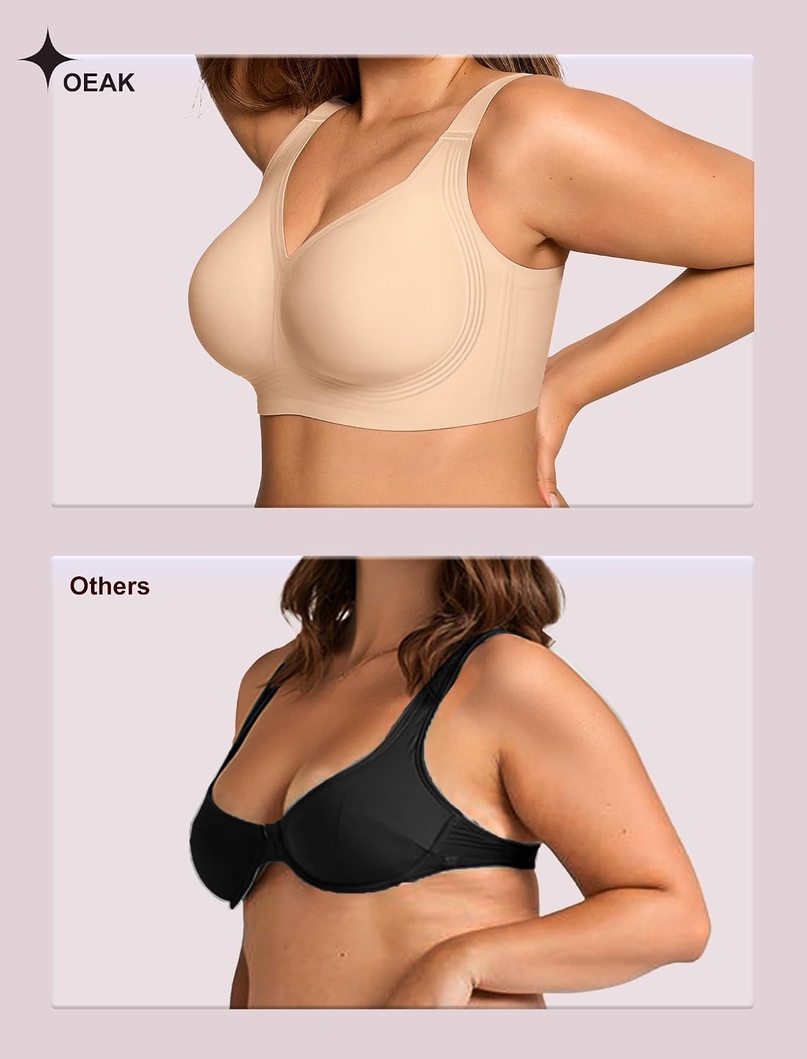 image:imageOEAK Tummy Control Shapewear Shorts amp Supportive Wireless Bras Nude M