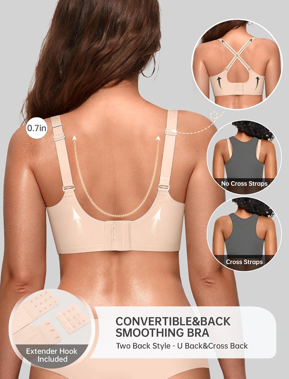 image:imageOEAK Women Scalloped Push Up Bras Nude XLTummy Control Shapewear Thigh Slimmer Nude XL