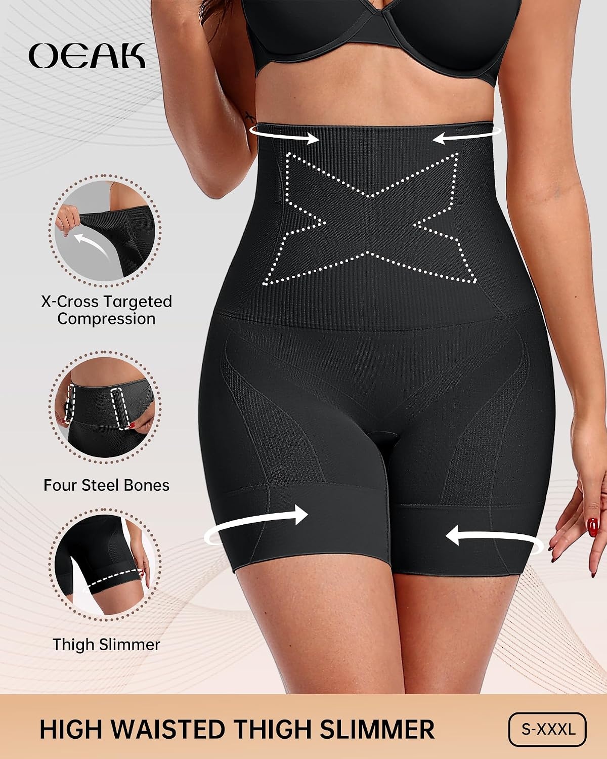 image:imageOEAK Women Shapewear Tummy Control Body Shaper Short Plus Underwear BLK L