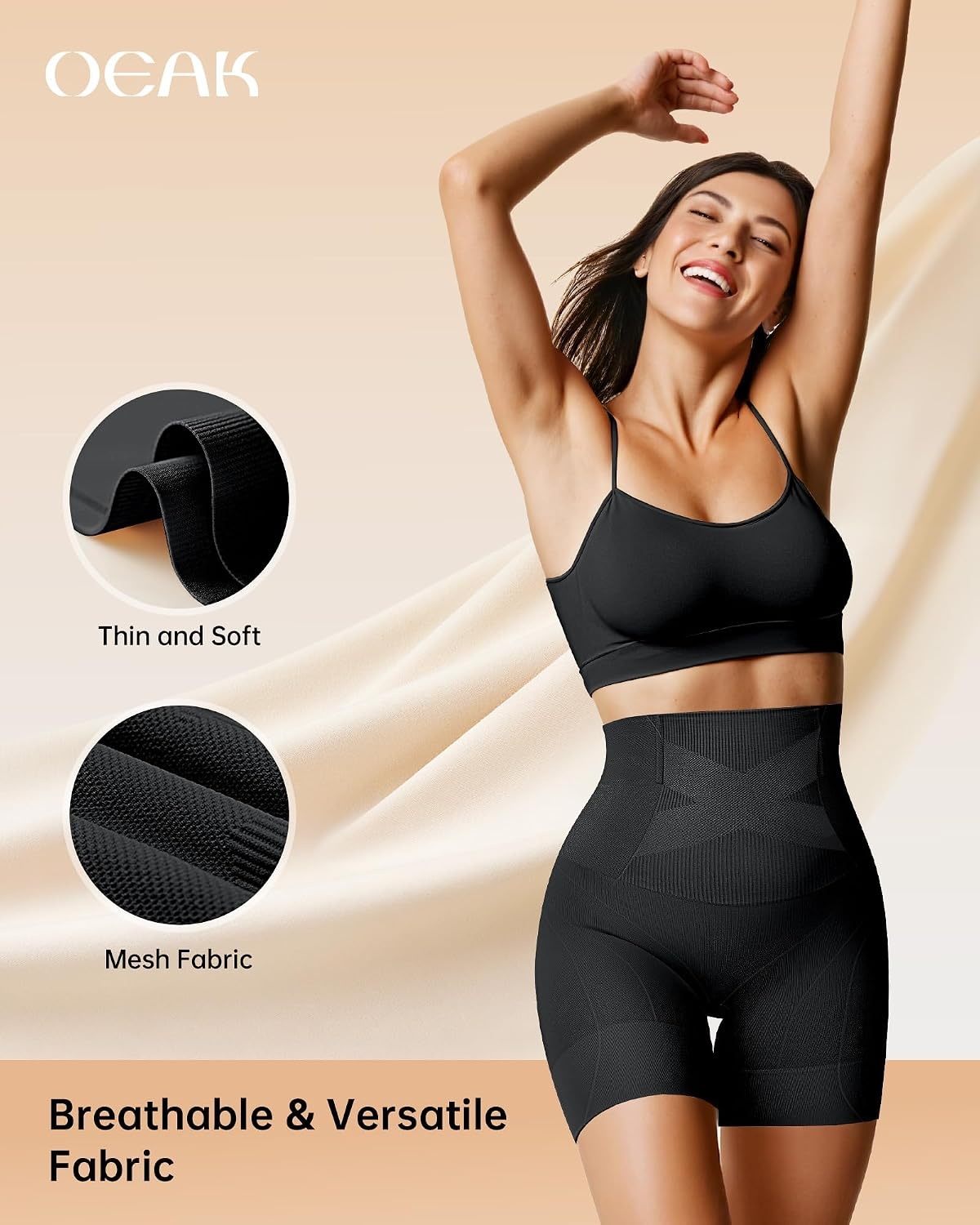 image:imageOEAK Women Shapewear Tummy Control Body Shaper Shorts Plus Underwear BLKM