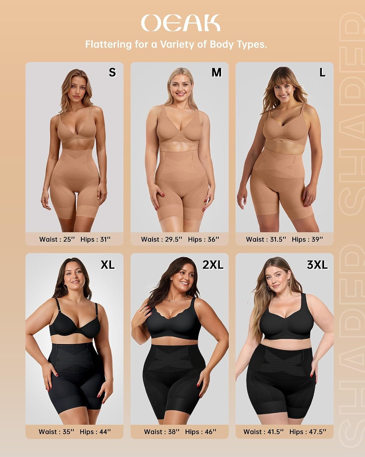 image:imageOEAK Women Shapewear Tummy Control Body Shaper Shorts Plus UnderwearLatte