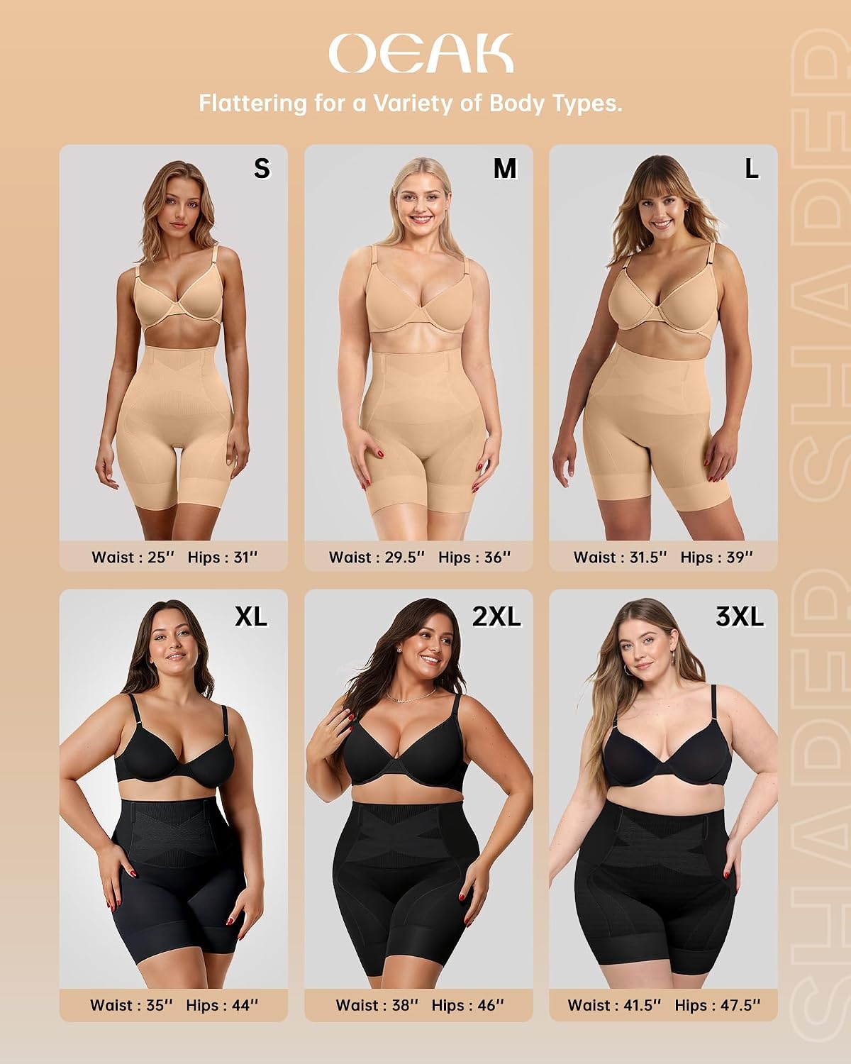 image:imageOEAK Women Shapewear Tummy Control Body Shaper Shorts Plus UnderwearSand