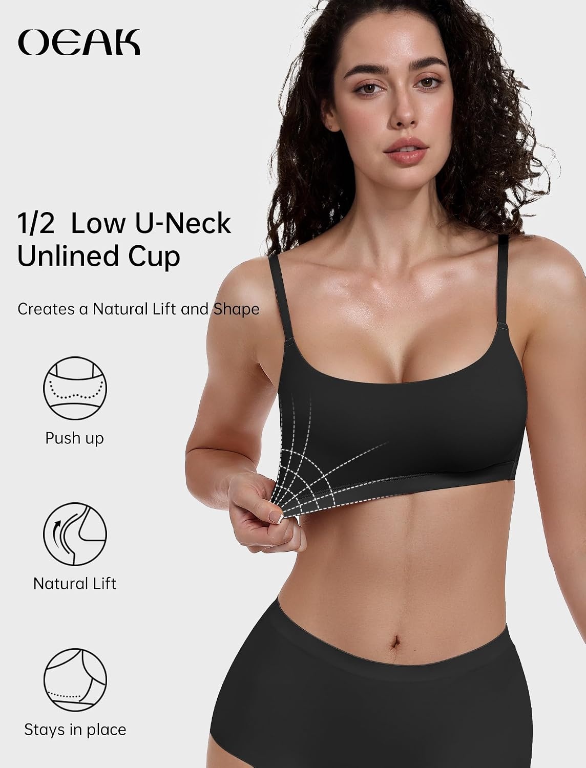 image:imageOEAK Women Tummy Control Shapewear Black SComfort Cami Bra Seamless Unlined Bralettes Black S