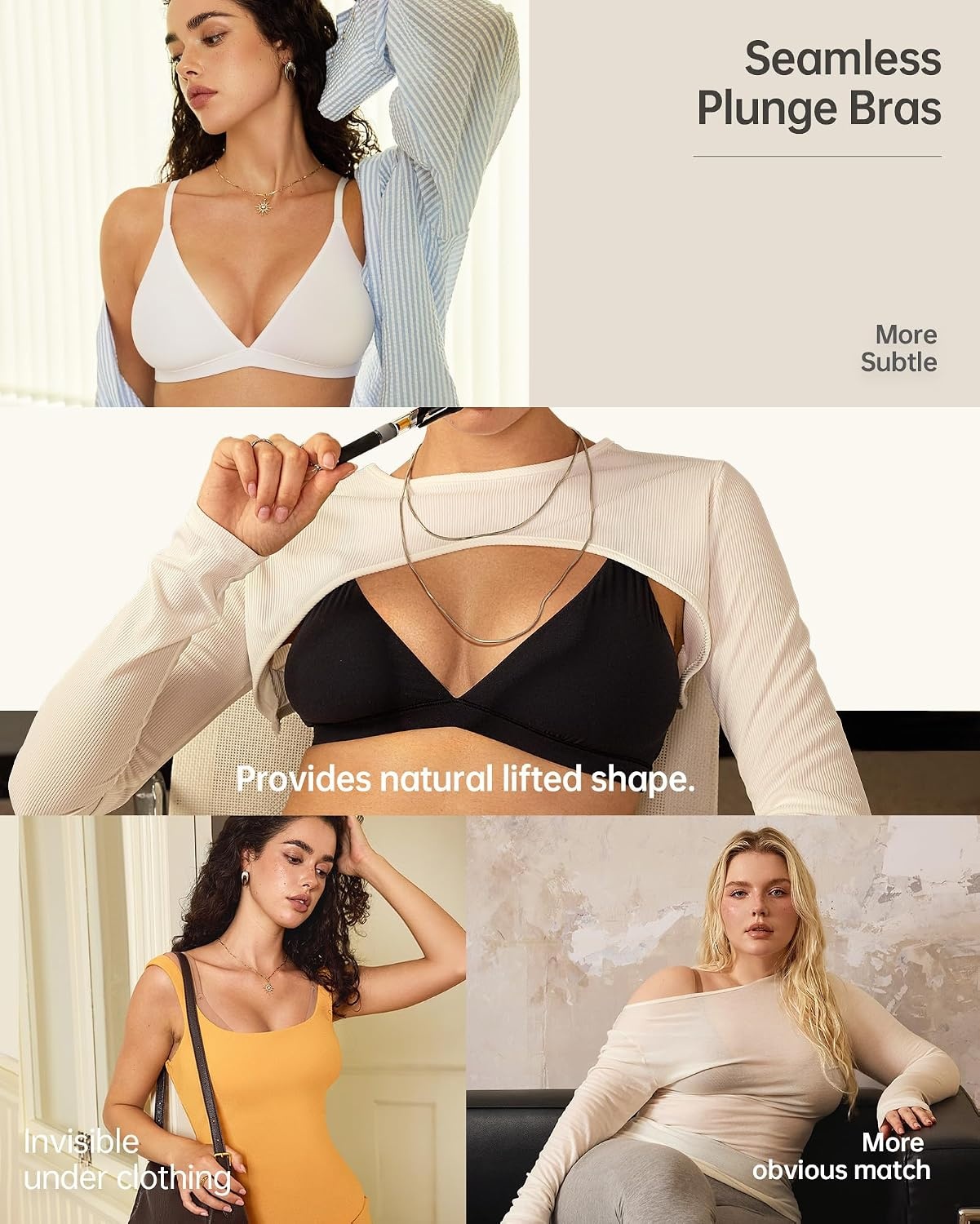image:imageOEAK Women Tummy Control Shapewear Black SComfort Triangle Bra Plunge Unlined Bralettes Black S