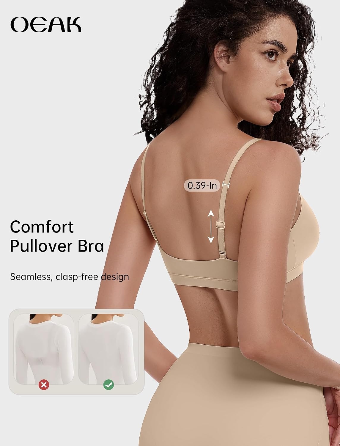 image:imageOEAK Women Tummy Control Shapewear Nude SComfort Cami Bra Seamless Unlined Bralettes Beige S