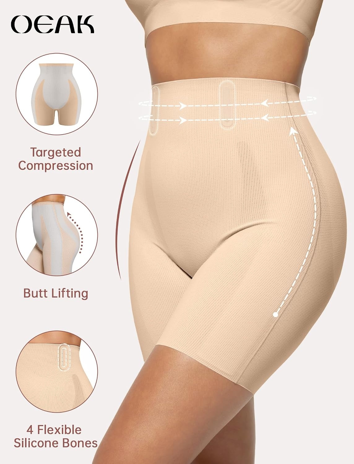 image:imageOEAK Womens Deep V Bras Wireless Bras amp Tummy Control Shapewear for Women Seamless Nude L