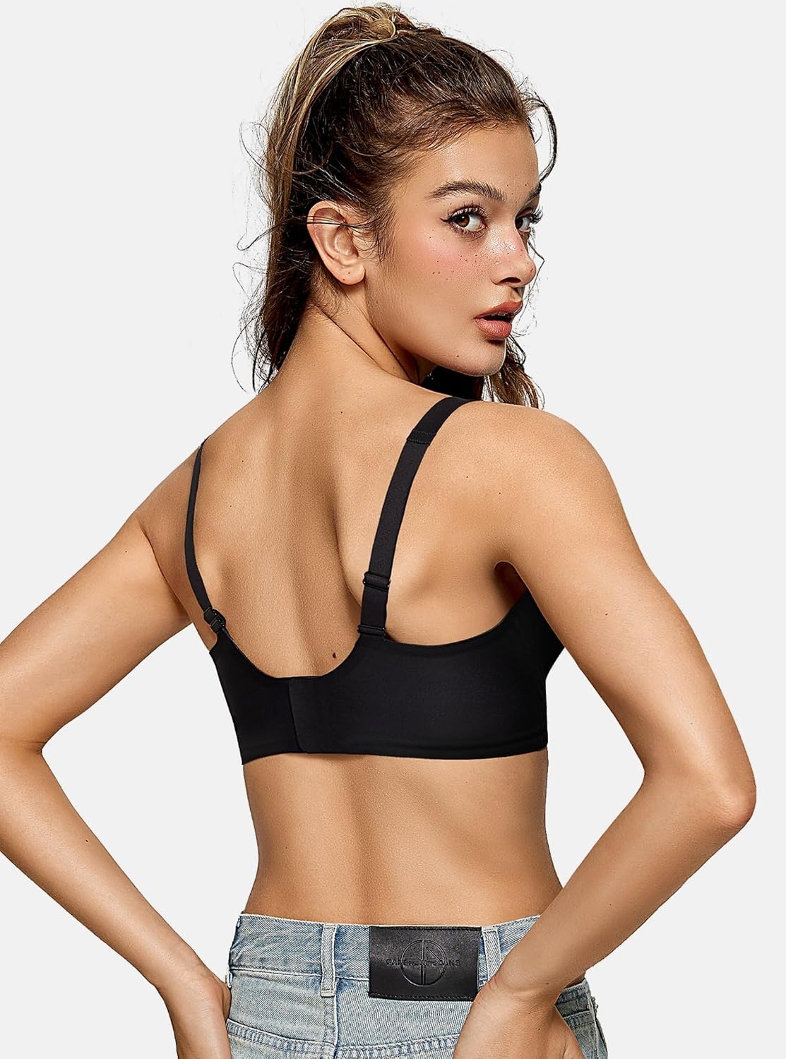 image:imageOEAK Womens Deep V Bras Wireless amp Tummy Control Shapewear SuperPower Black L