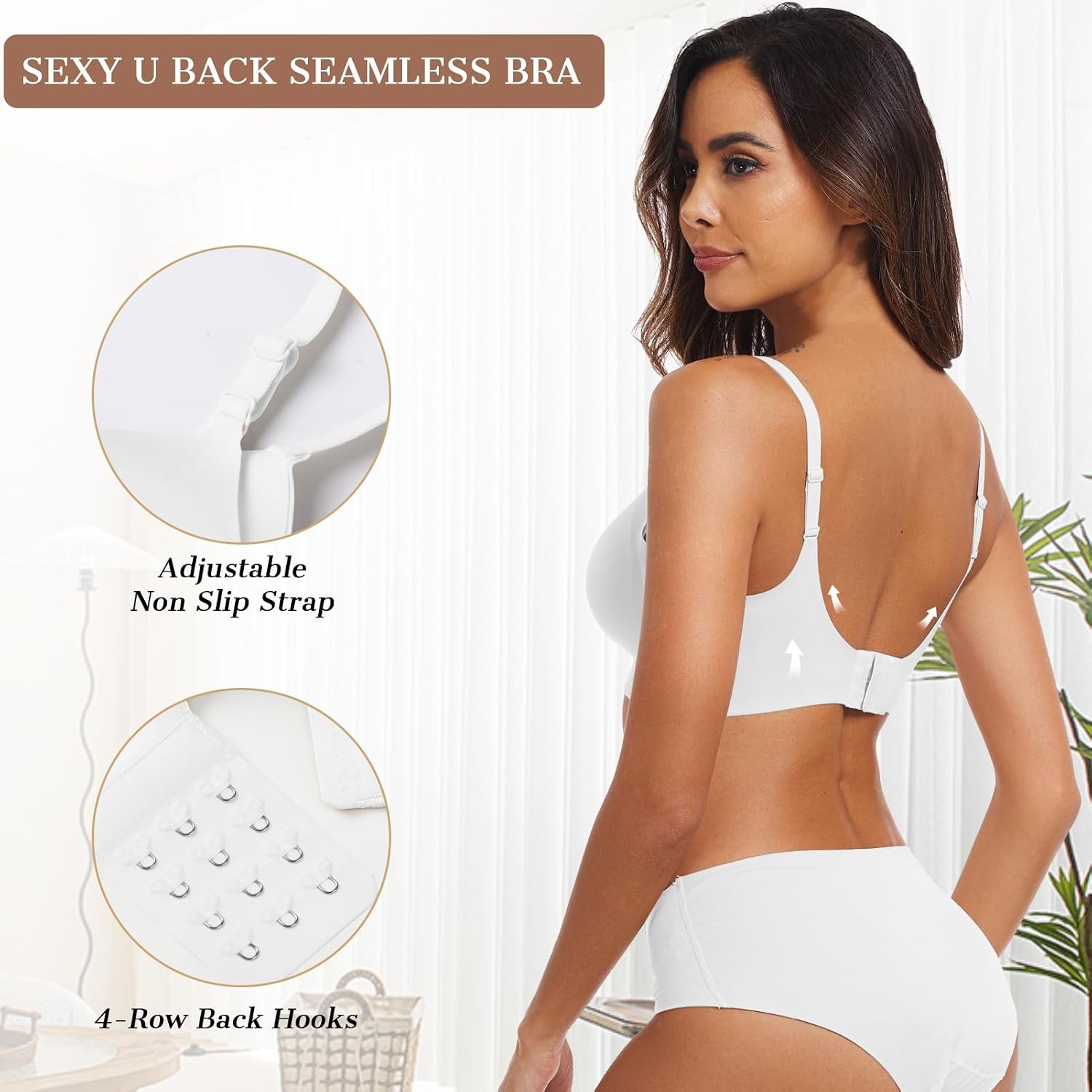 image:imageOEAK Womens Push Up Everyday Bras White amp SuperPower Tummy Control Shapewear Nude S