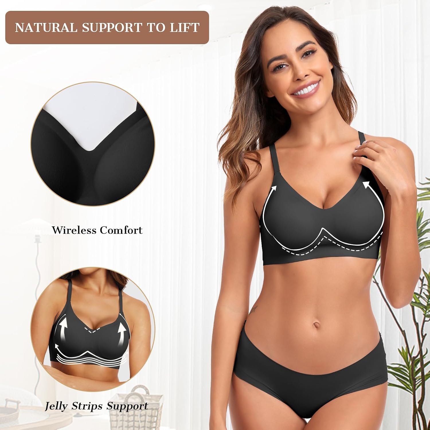 image:imageOEAK Womens Push Up Everyday Bras amp SuperPower Tummy Control Shapewear Black L