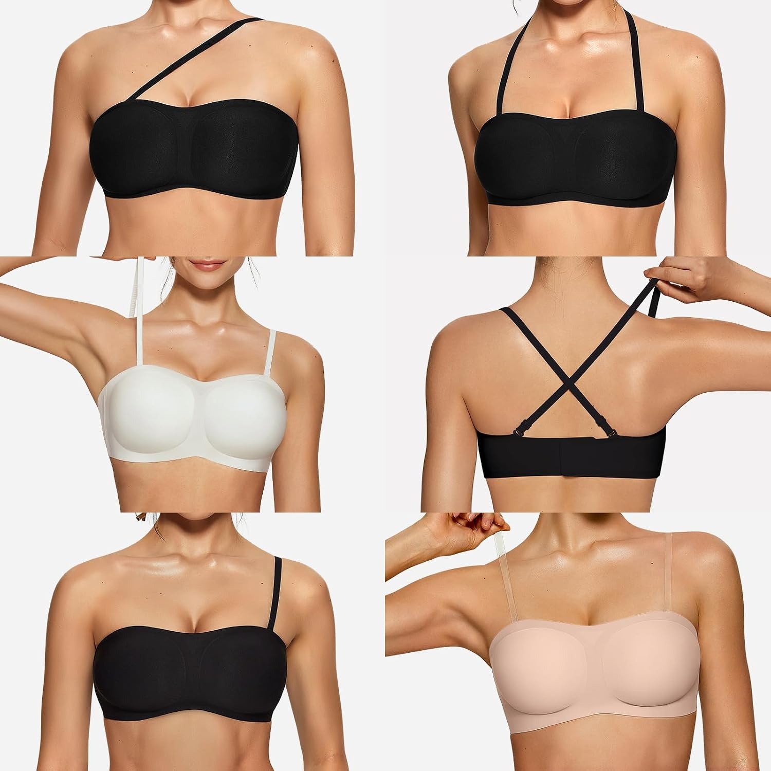image:imageOEAK Womens Strapless Bras Push Up Bandeau Bra amp Tummy Control Shapewear Black M
