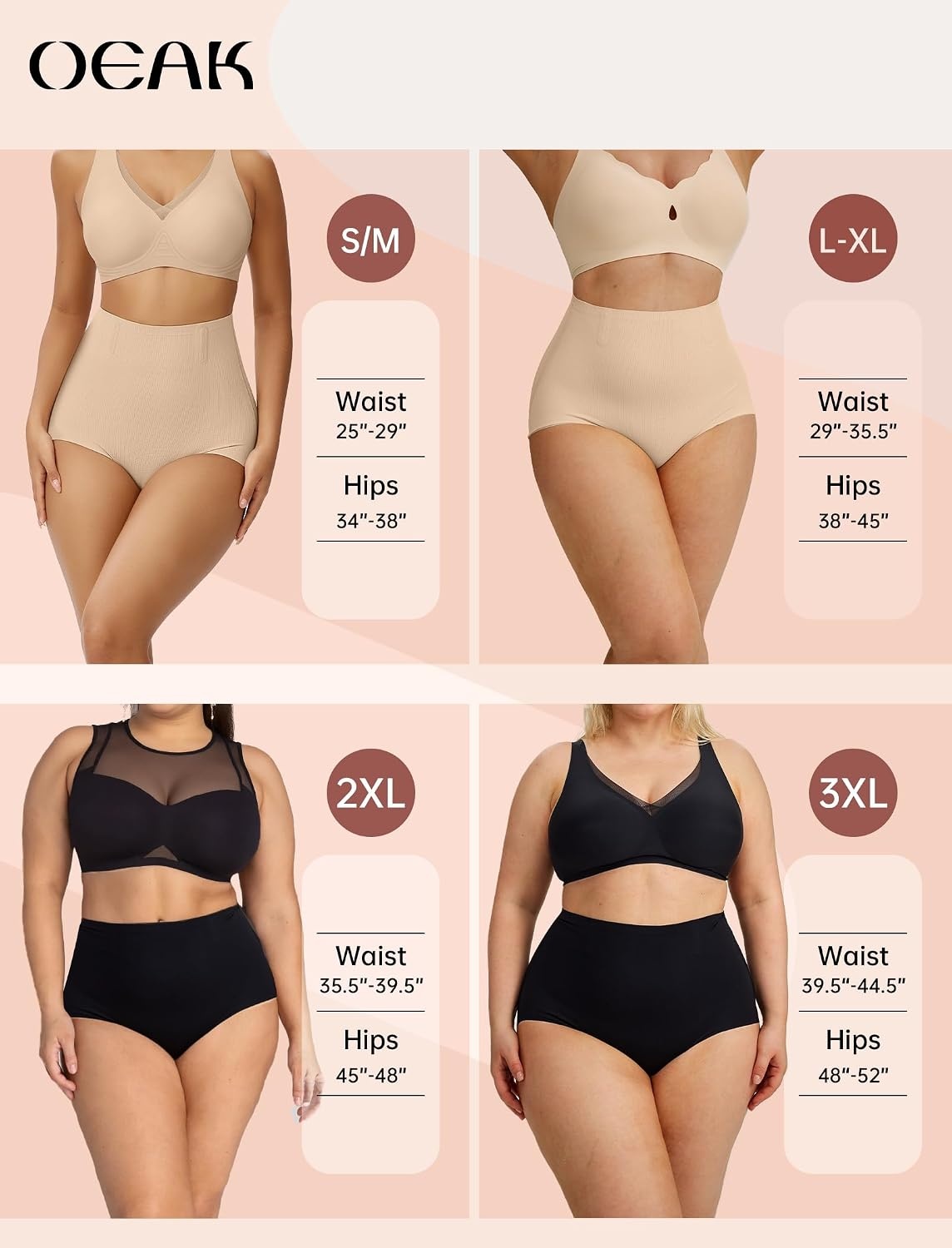 image:imageOEAK Womens Tummy Control Shapewear Seamless Girdle High Waisted ShapewearBlack