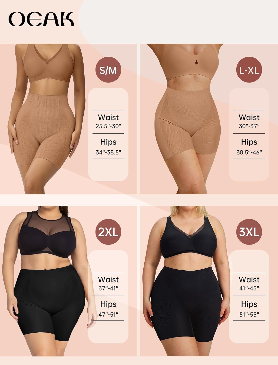 image:imageOEAK Womens Tummy Control Shapewear Seamless Girdle High Waisted ShapewearCoffee
