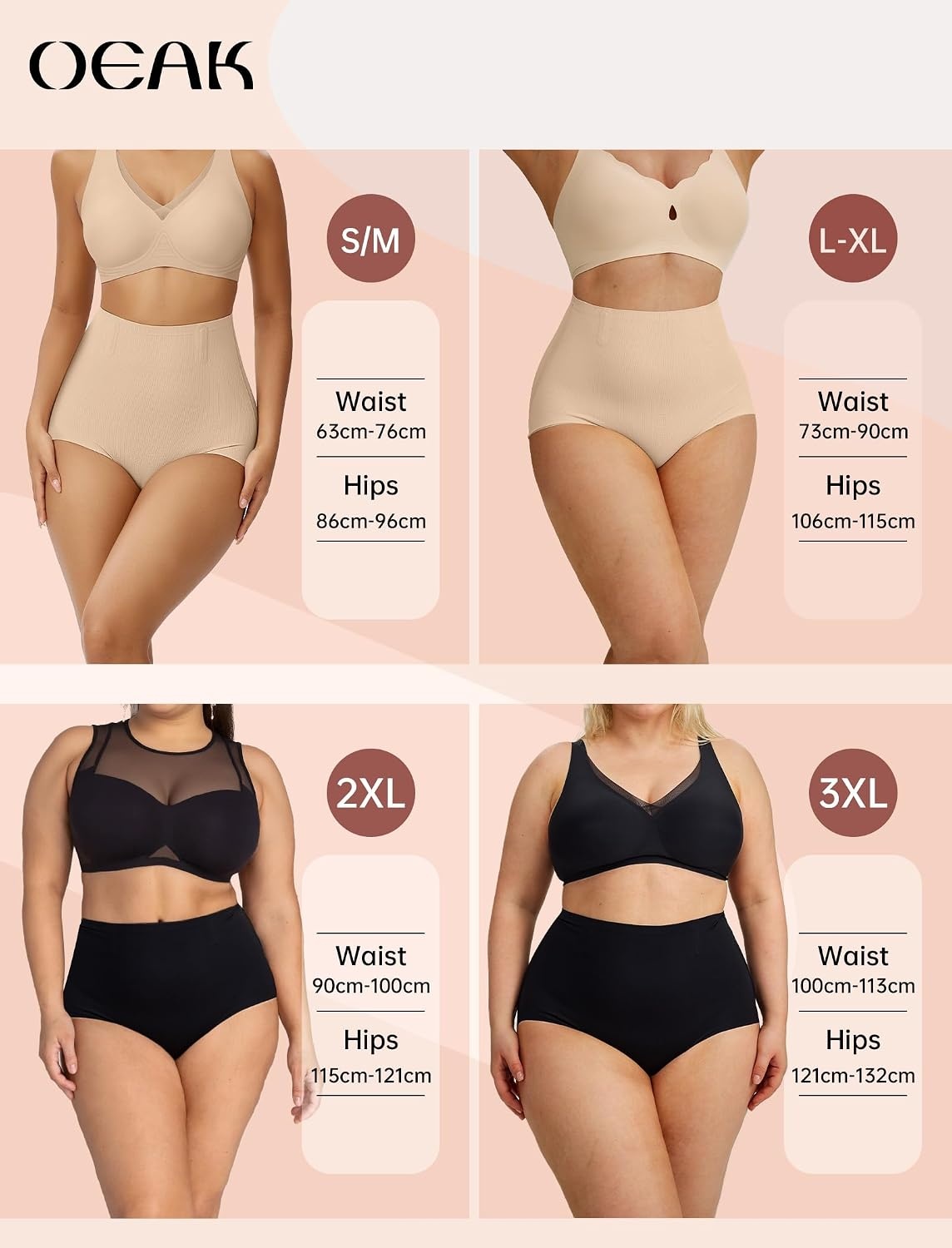 image:imageOEAK Womens Tummy Control Shapewear Seamless Girdle High Waisted ShapewearNude