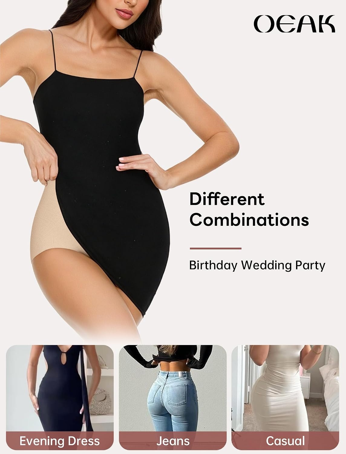 image:imageOEAK Womens Tummy Control Shapewear Seamless Girdle High Waisted ShapewearNude