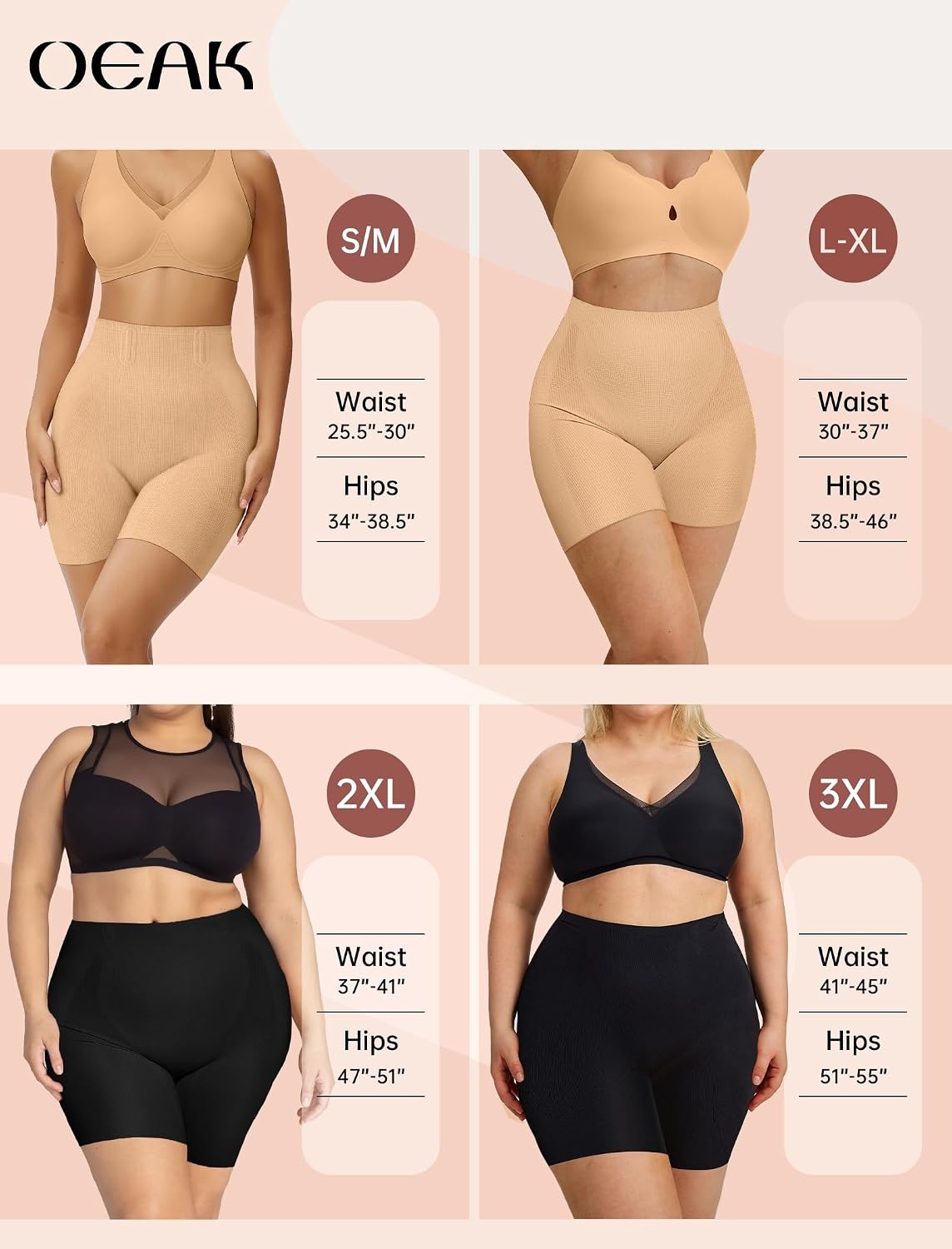 image:imageOEAK Womens Tummy Control Shapewear Seamless Girdle High Waisted ShapewearSand