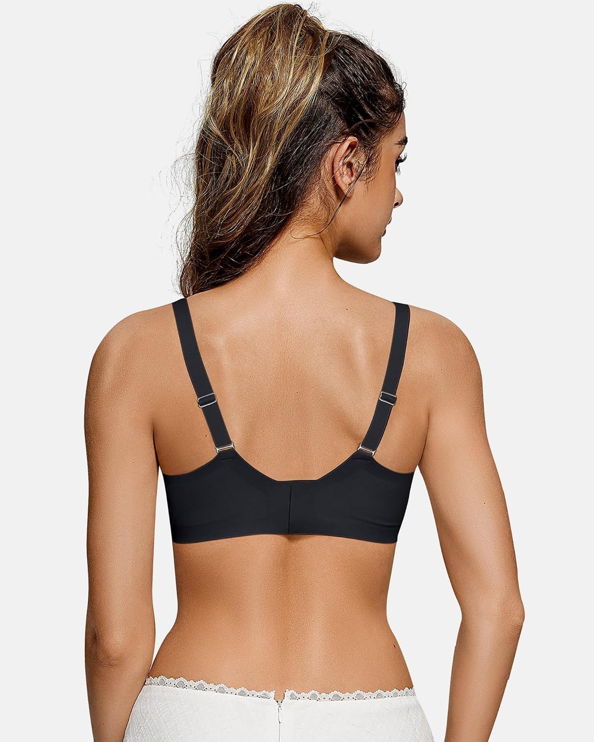 image:imageOEAK Womens Wireless Bras Scalloped amp Tummy Control Shapewear Seamless Black 3XL