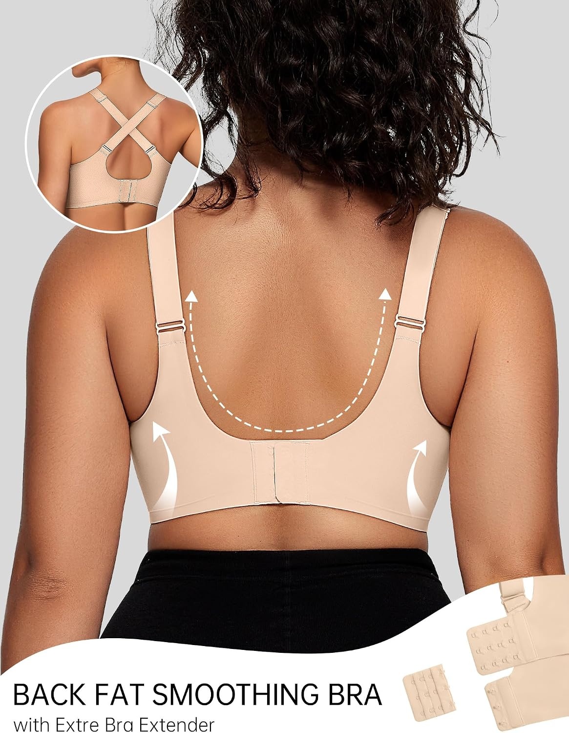 image:imageOEAK Womens Wireless Bras V Mesh Comfortable amp Tummy Control Shapewear Nude L