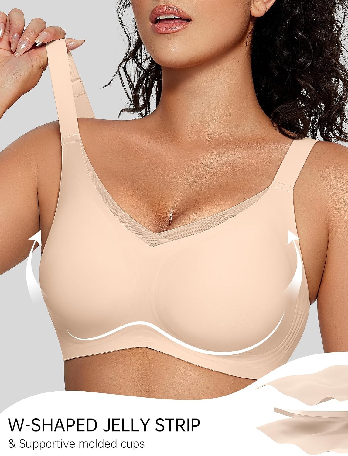 image:imageOEAK Womens Wireless Bras V Mesh Comfortable amp Tummy Control Shapewear Nude S