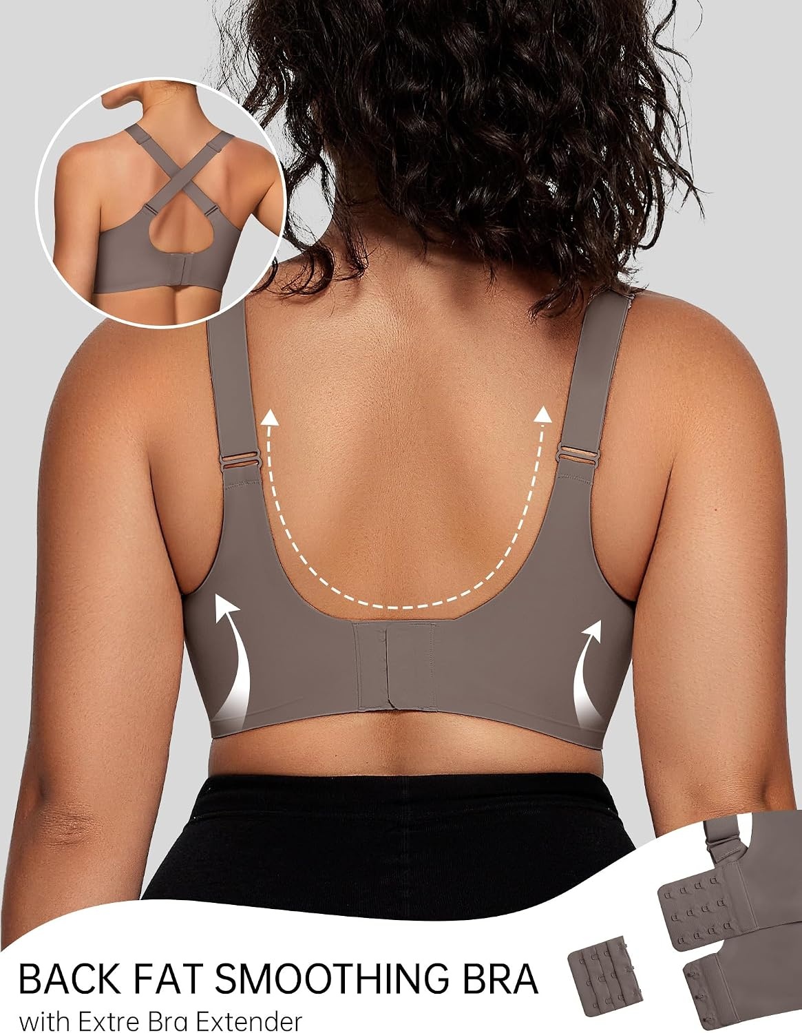 image:imageOEAK Womens Wireless Bras V Mesh Grey amp Tummy Control SuperPower Black M