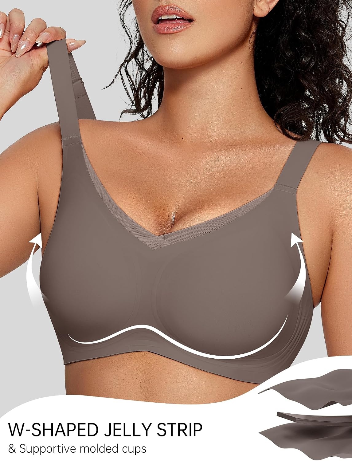 image:imageOEAK Womens Wireless Bras V Mesh Grey amp Tummy Control SuperPower Black M