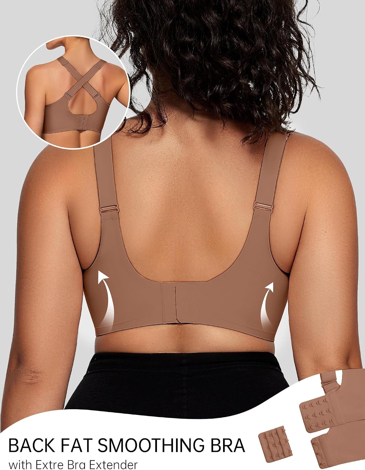image:imageOEAK Womens Wireless Bras V Mesh Khaki amp Tummy Control Superpower Black XL