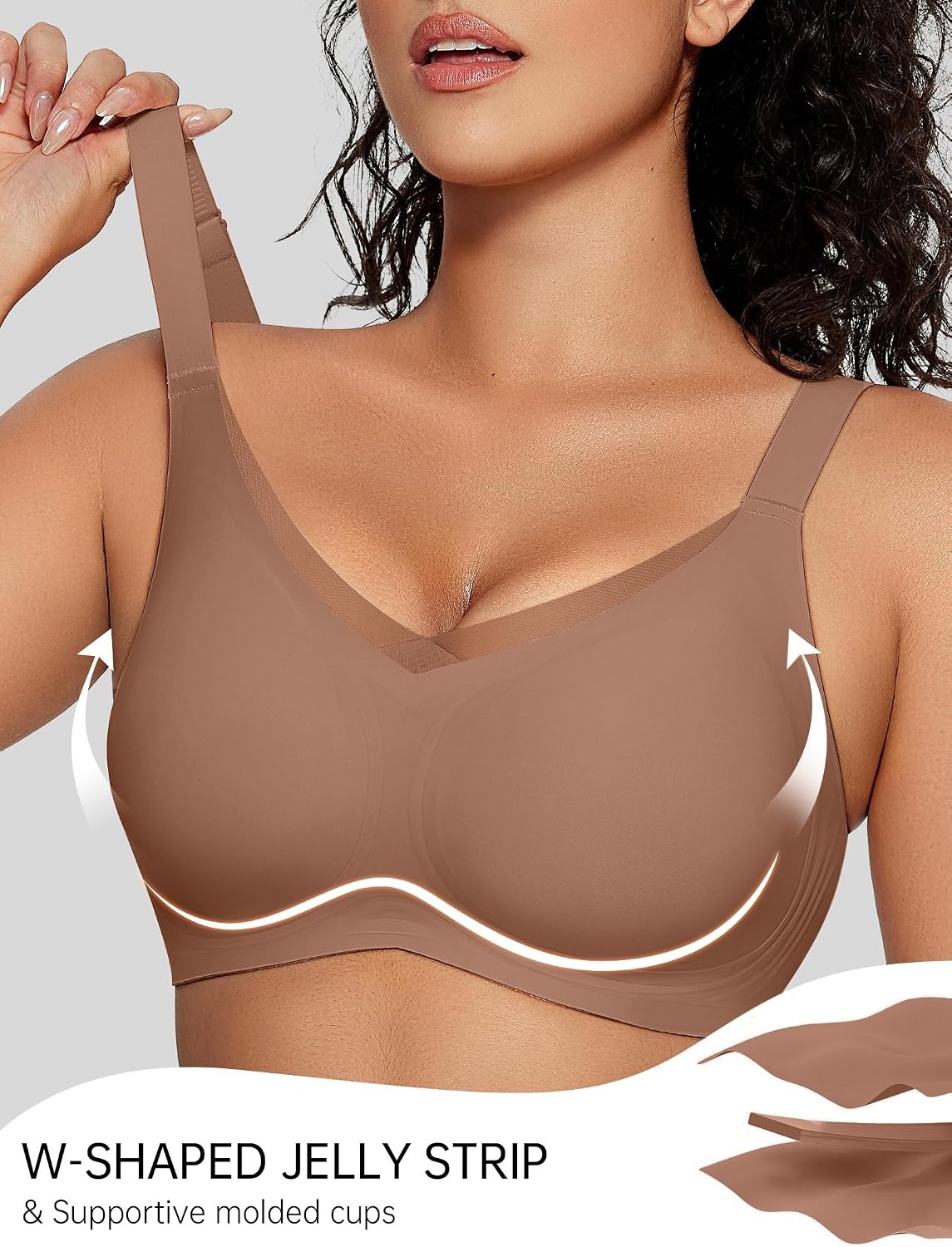 image:imageOEAK Womens Wireless Bras V Mesh Khaki amp Tummy Control Superpower Black XL