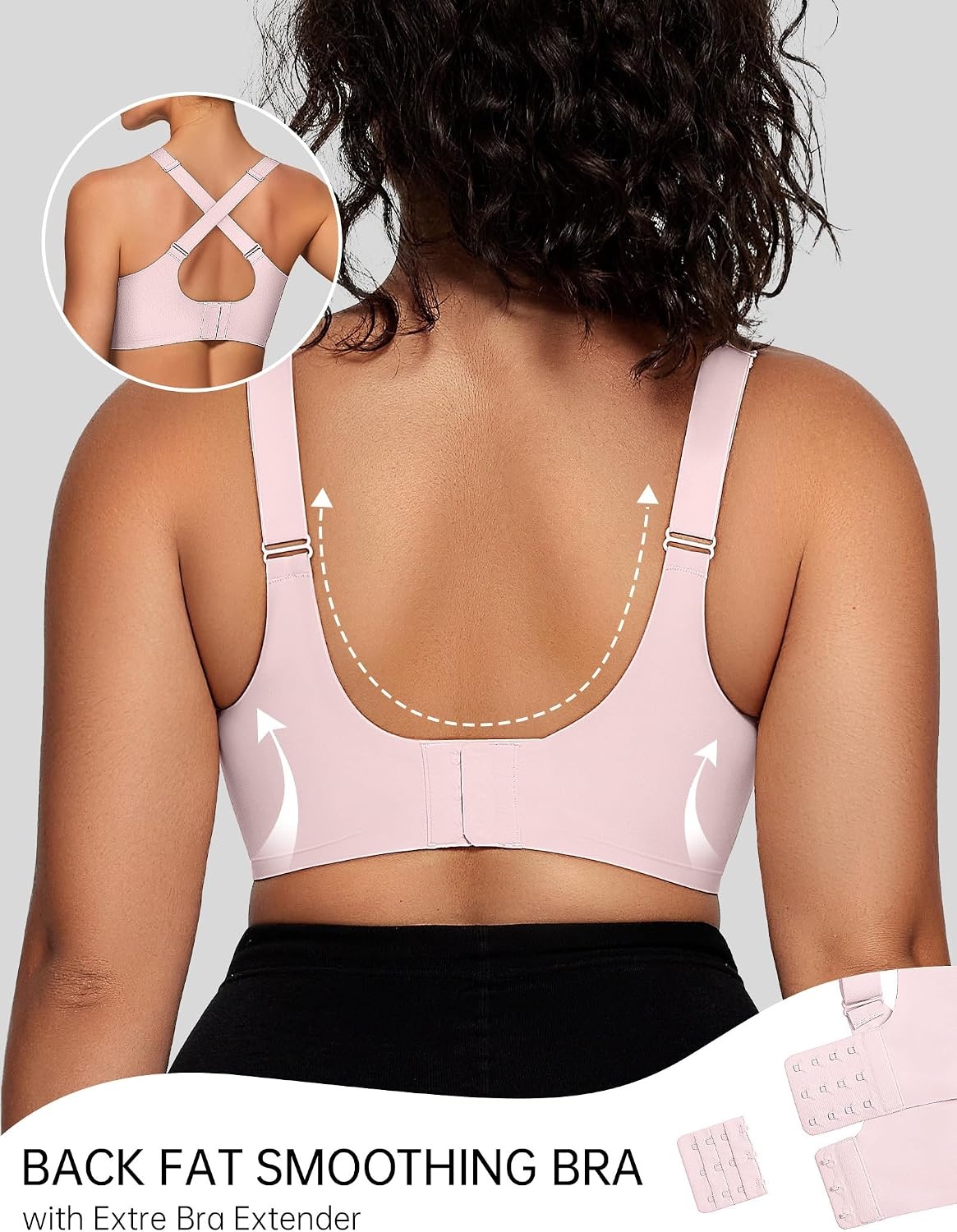 image:imageOEAK Womens Wireless Bras V Mesh Pink amp Tummy Control Superpower Nude S