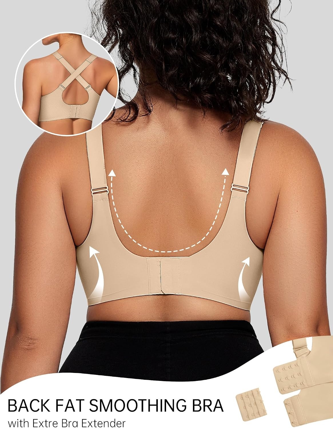 image:imageOEAK Womens Wireless Bras V Mesh Semolina amp Tummy Control Superpower Nude S