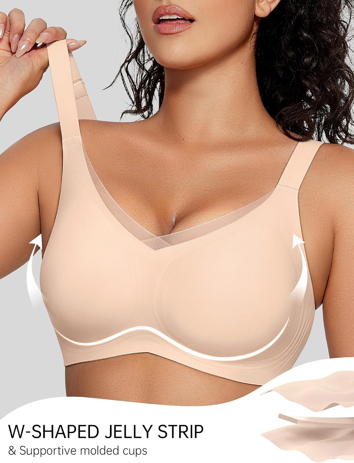 image:imageOEAK Womens Wireless Bras V Mesh amp Tummy Control SuperPower Nude S