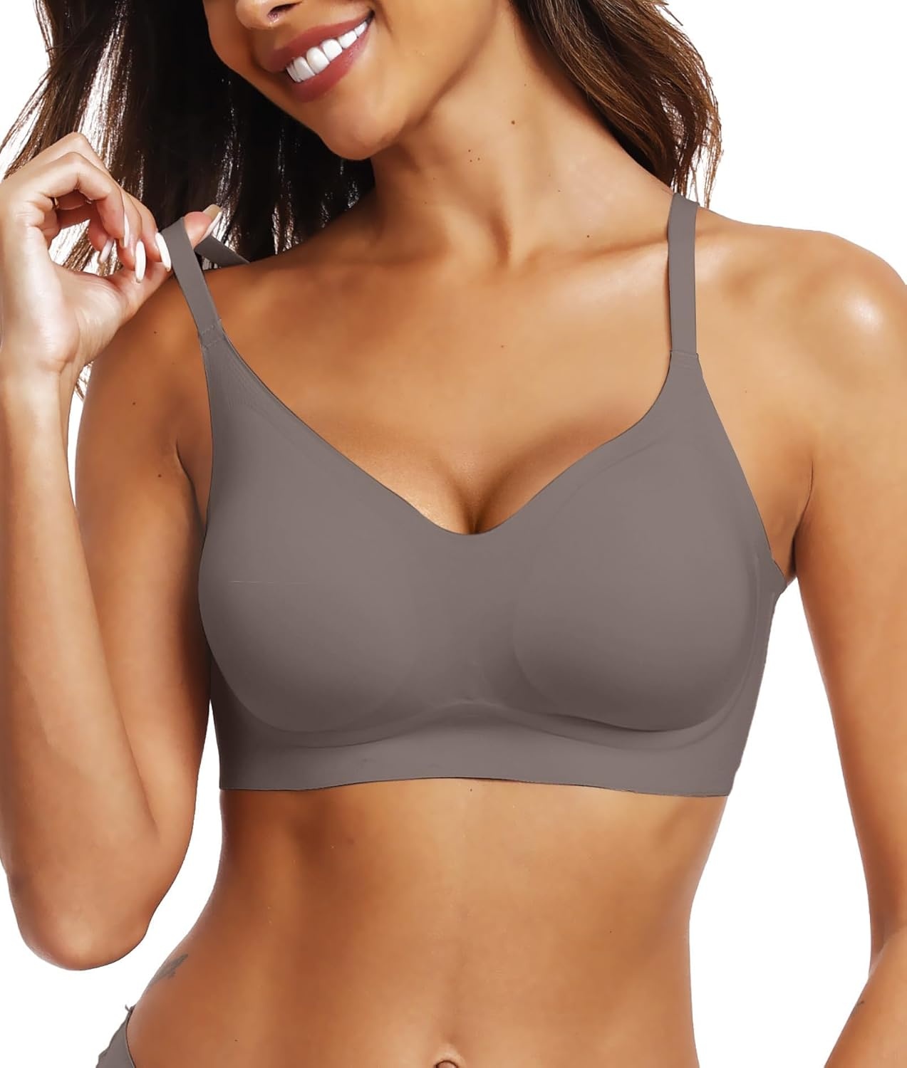 image:imageOEAK Womens Wireless Jelly Bras Comfortable Gel Bra Everyday Tshirt BrasGrey