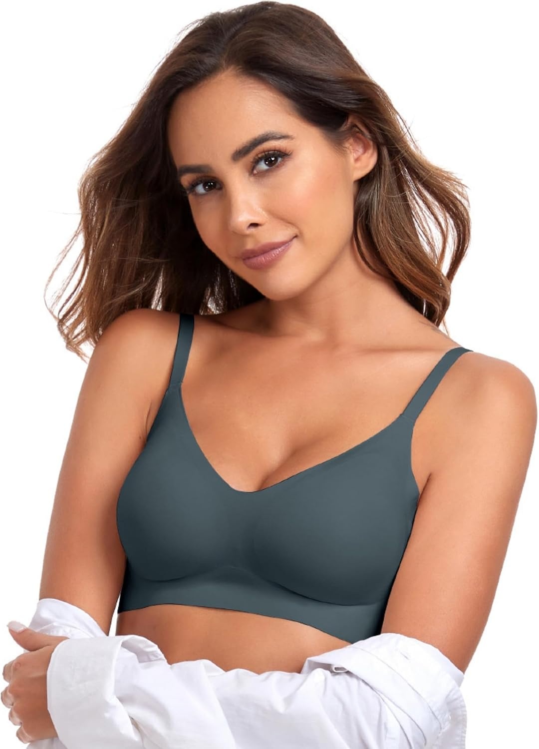 image:imageOEAK Womens Wireless Jelly Bras Comfortable Gel Bra Everyday Tshirt BrasNavy