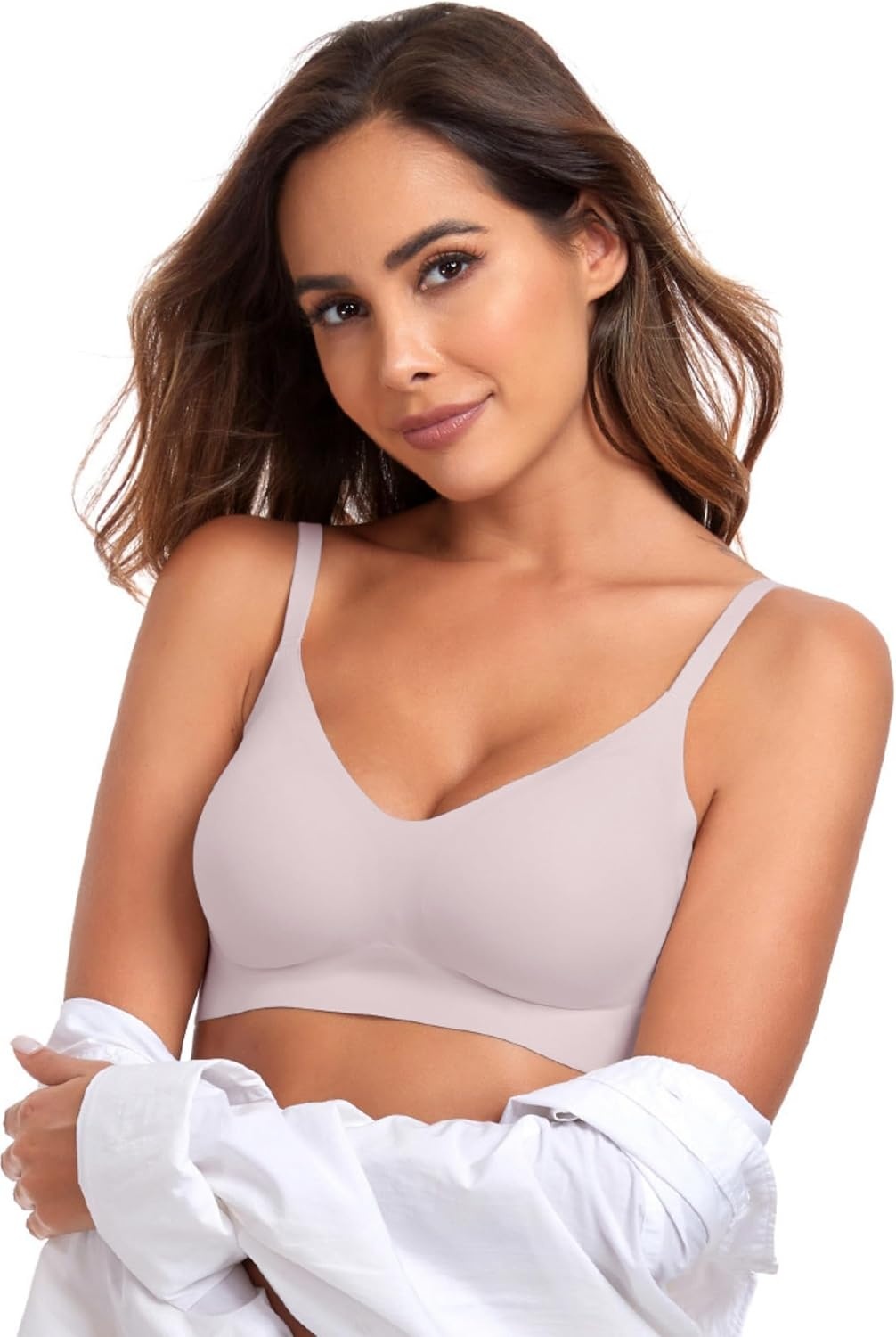 image:imageOEAK Womens Wireless Jelly Bras Comfortable Gel Bra Everyday Tshirt BrasPink