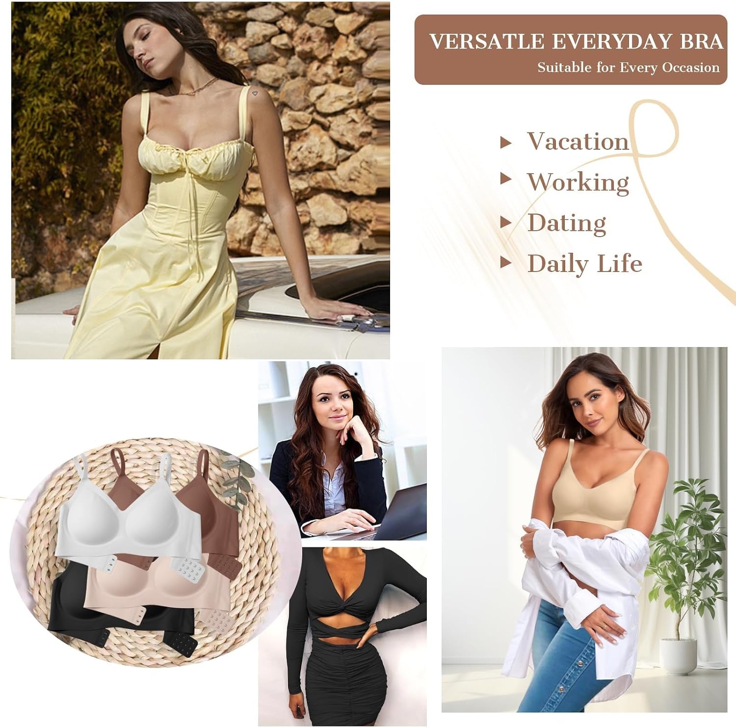 image:imageOEAK Womens Wireless Jelly Bras Comfortable Gel Bra Everyday Tshirt BrasSemolina
