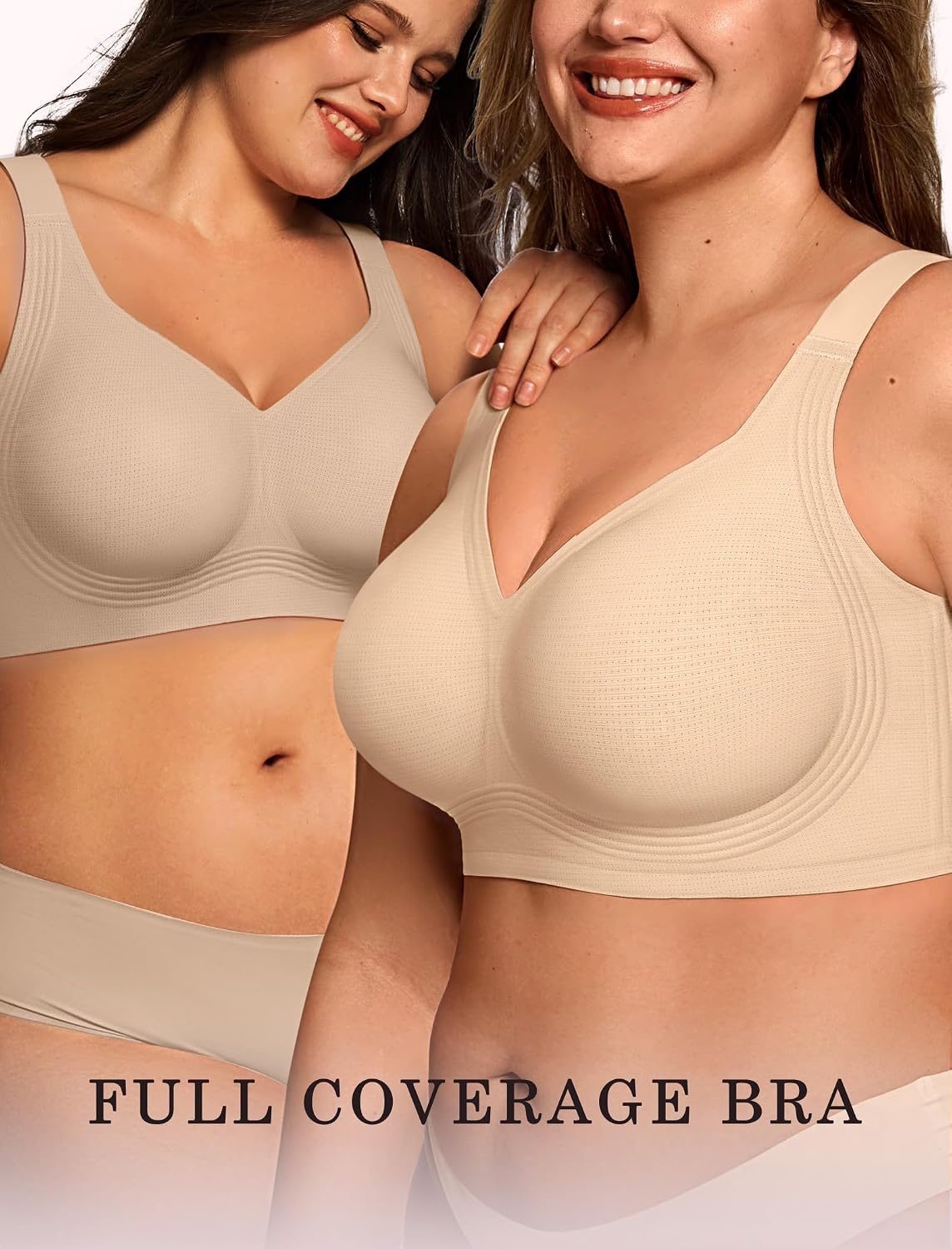 image:imageOEAK Womens Wireless Jelly Bras Plus Size Support Push Up Comfortable BraAiry Nude