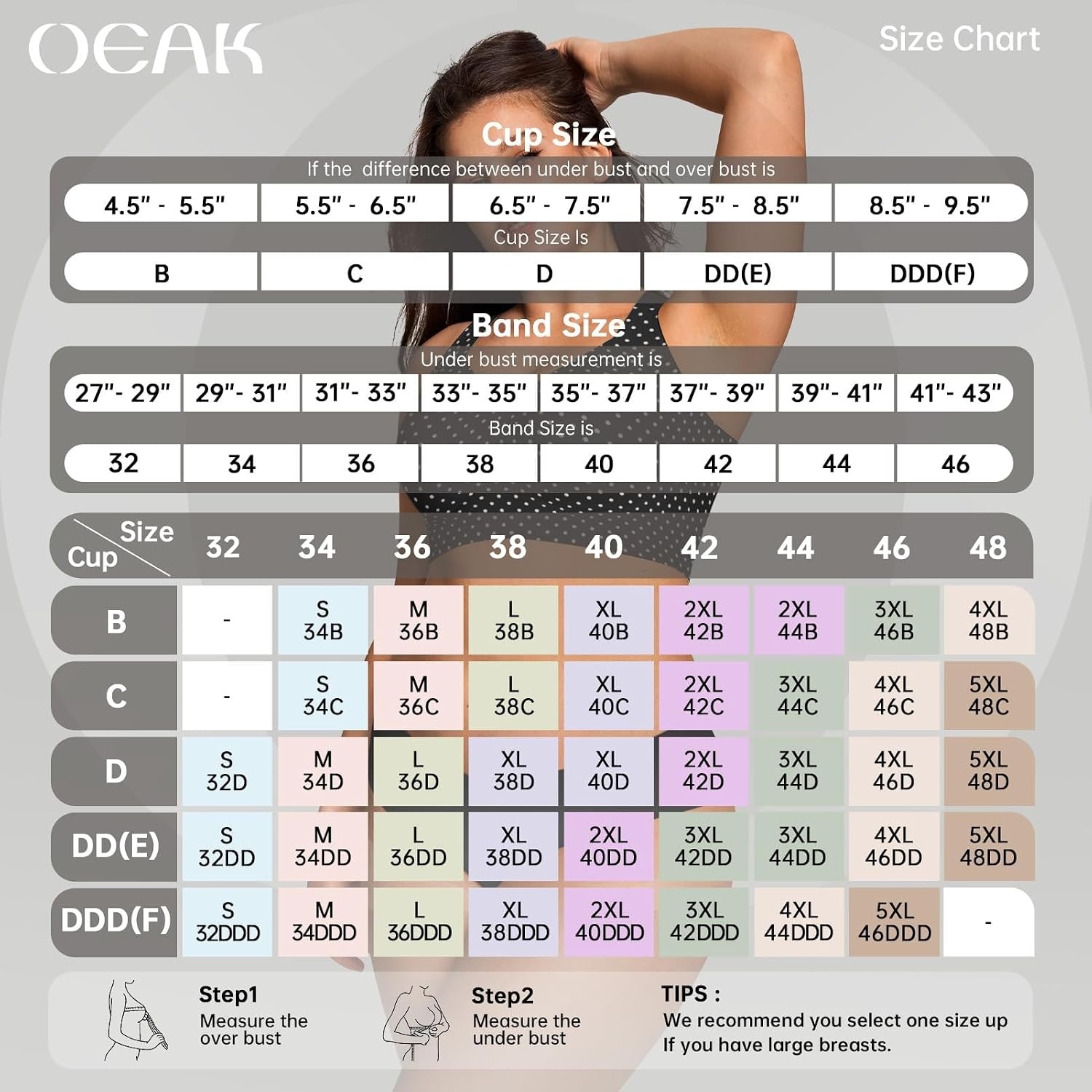 image:imageOEAK Womens Wireless Jelly Bras Plus Size Support Push Up Comfortable BraBlack With White Polka Dot