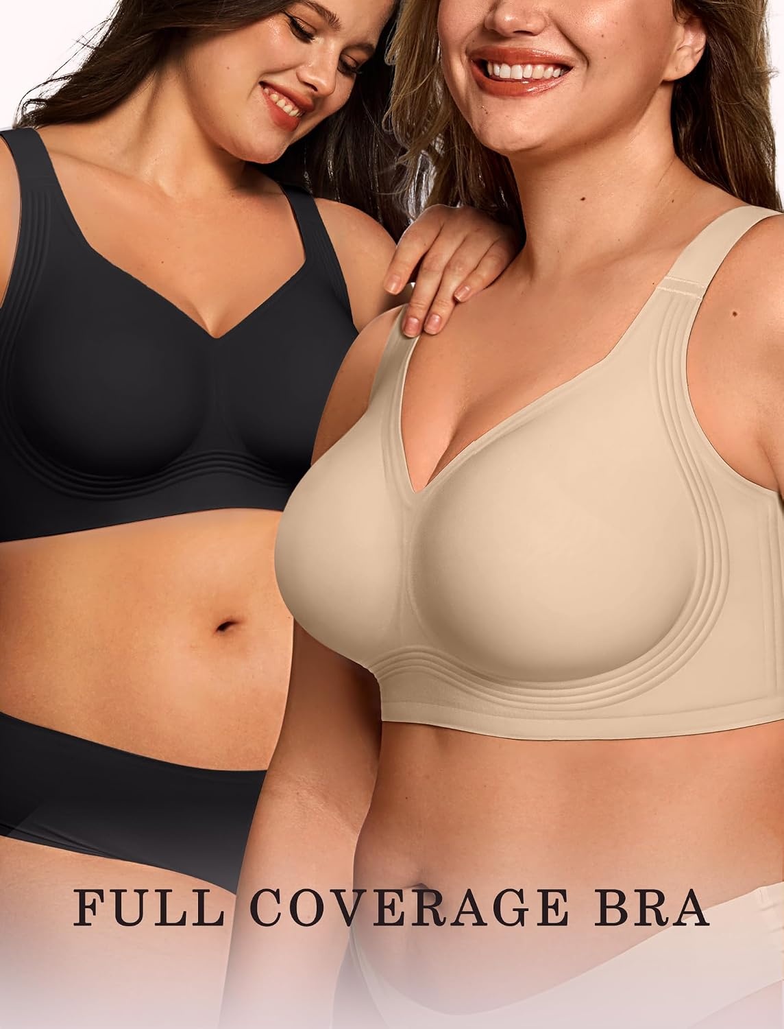 image:imageOEAK Womens Wireless Jelly Bras Plus Size Support Push Up Comfortable BraBlackleopard Coffee