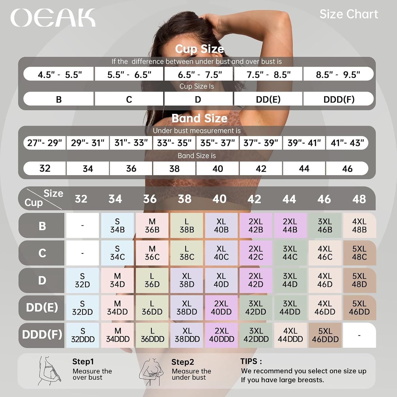 image:imageOEAK Womens Wireless Jelly Bras Plus Size Support Push Up Comfortable BraBrown Leopard