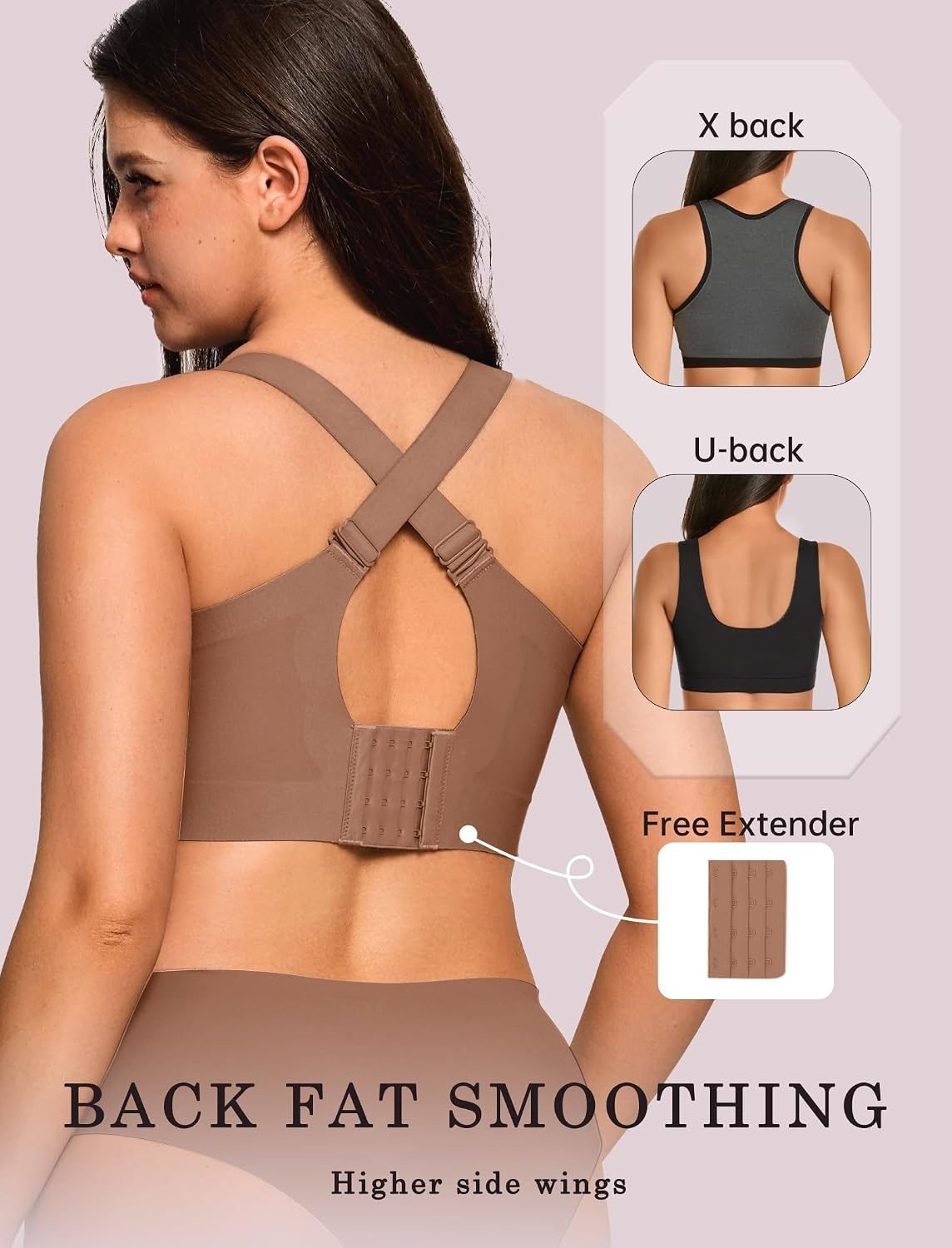image:imageOEAK Womens Wireless Jelly Bras Plus Size Support Push Up Comfortable BraCoffee