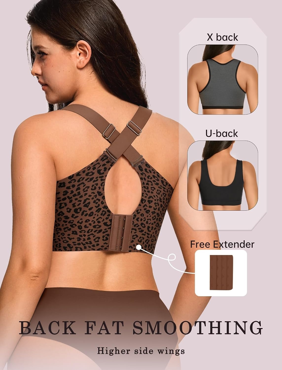 image:imageOEAK Womens Wireless Jelly Bras Plus Size Support Push Up Comfortable BraCoffee Leopard
